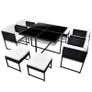 9 Piece Outdoor Dining Set with Cushions Poly Rattan Black Image 6
