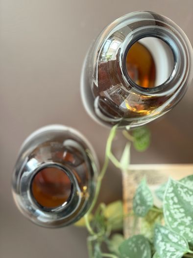 Set of 2 Hand-Blown Glass Vases