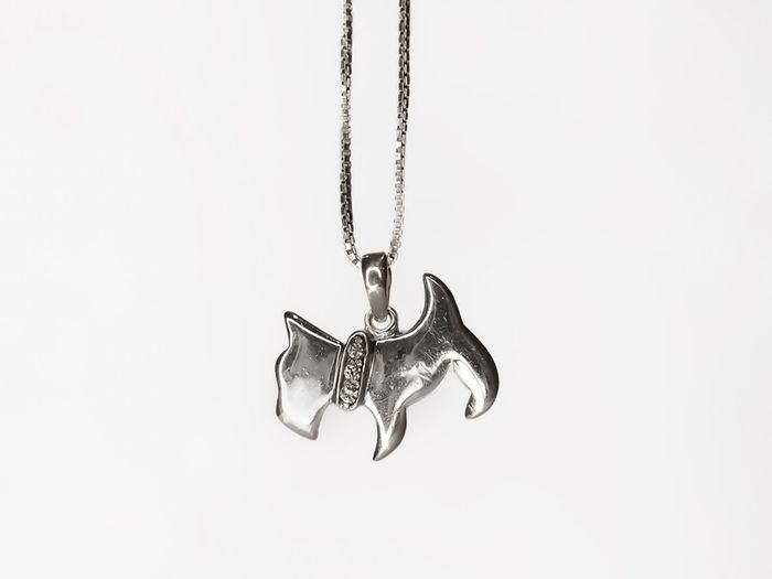 Sterling Silver Dog Pendant with Sparkly Collar