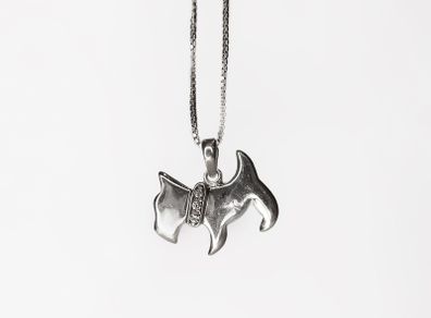 Sterling Silver Dog Pendant with Sparkly Collar