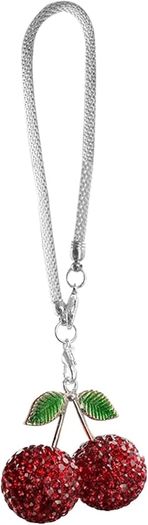 Cherry Car Hanging Ornament, Cute Crystal Rear View Mirror Pendant for Women Lucky Bling Car Accessories for Women Interior Decor Charm Cars Mirror Hanging Pendant Gift Cars Decorations