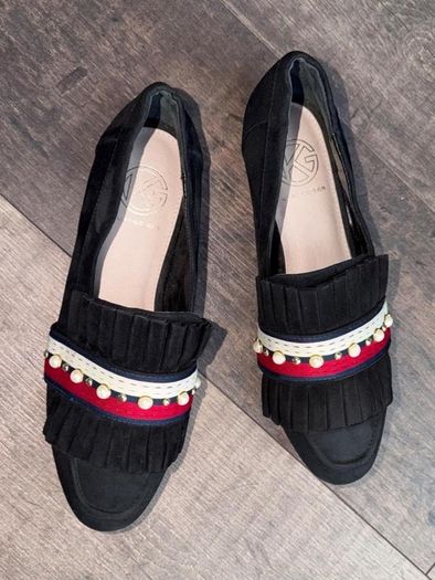 Kurt Geiger London 5/38 UK Black Suede Loafers Gives such a Gucci vibe