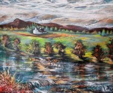 Pastoral Landscape Painting 87x65cm on canvas