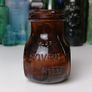 66 - Beautiful Vintage 4oz Bovril Dark Brown Glass Embossed Letters Jar Image 2
