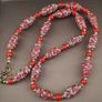 Antique Venetian Style Feather Desgin & Venetian Red WhiteHeart Glass Beads Necklace Image 6