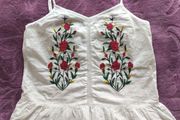 FF Tesco White Embroidered Floral Cotton Cami Top Peplum Hem