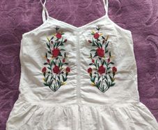 FF Tesco White Embroidered Floral Cotton Cami Top Peplum Hem