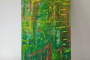 Retro French Abstract Oil on Panel Painting