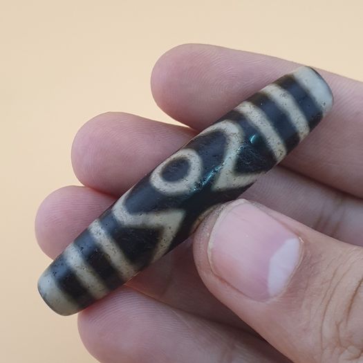Vintage Antique inspired Himalayan Tibetan 3 Eyes Agate Gemstone Bead Amulet Pendant