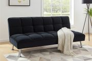 Black Folding 3 Seater Fabric Sofa Bed
