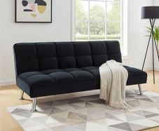 Black Folding 3 Seater Fabric Sofa Bed