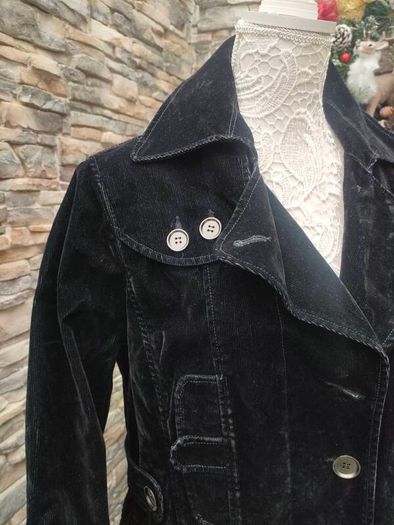 Steilmann black corduroy overcoat size 12 Postage included