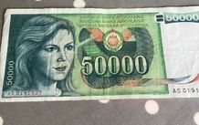 Old Yugoslavia Banknote 50,000 Dinara