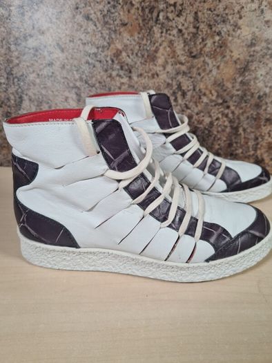 womens DIESEL BLACK GOLD LEATHER trainers runners white black Size UK 4 EU 36 boys girls unisex