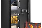 Single Door 4.0 cu.ft Safe Box with Key Lock, Password &amp; Fingerprint, Safe Lock Box with Fireproof Bag, Key Rack, LED Light