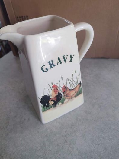 Cockerel  Hand Painted Cockerel / Rooster  Pottery large tall gravy jug
