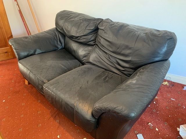 Black leather couch