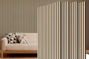 Wooden Acoustic Wall Panels 4 Packs, 120 x 60-2.88m, 3D Wooden Sound Absorbing Panels, Wall Slat Soundproof Panels for Bedroom, Living Room, Office Counter, Burlywood