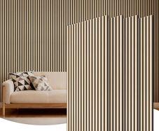 Wooden Acoustic Wall Panels 4 Packs, 120 x 60-2.88m, 3D Wooden Sound Absorbing Panels, Wall Slat Soundproof Panels for Bedroom, Living Room, Office Counter, Burlywood