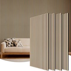 Wooden Acoustic Wall Panels 4 Packs, 120 x 60-2.88m, 3D Wooden Sound Absorbing Panels, Wall Slat Soundproof Panels for Bedroom, Living Room, Office Counter, Burlywood