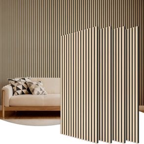 Wooden Acoustic Wall Panels 4 Packs, 120 x 60-2.88m, 3D Wooden Sound Absorbing Panels, Wall Slat Soundproof Panels for Bedroom, Living Room, Office Counter, Burlywood