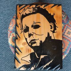 Hand Carved Michael Myers "Halloween" wood carving