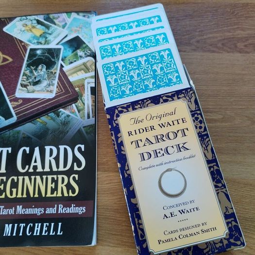 Tarot card set and book.