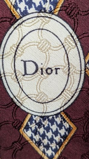 Christian Dior Monsieur Tie Burgundy Silk Geometric Handmade Designer