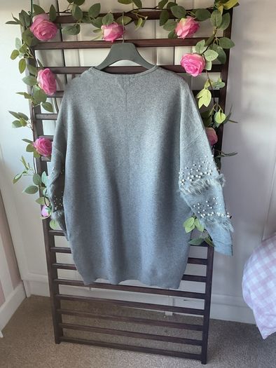 cardigan bnwt grey edge to edge cardigan size 10 embellished