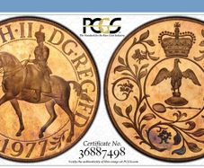 Great Britain 1977 Crown Silver Jubilee PCGS MS65 Stunning Toning!