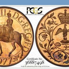 Great Britain 1977 Crown Silver Jubilee PCGS MS65 Stunning Toning!