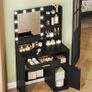 Dressing Table with Mirror and 10 LED Lights, Vanity Unit with 3 Shelves & 4 Open Compartments Image 5