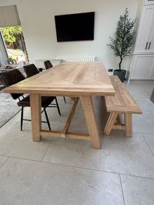 Dining table bench and chairs