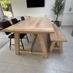 Dining table bench and chairs