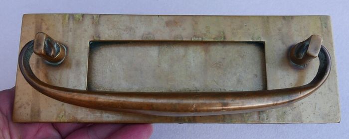 Antique Large Solid Brass Door Knocker Letterbox Handle - 1800s Reclaimed Hardware