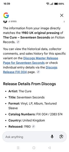 The Cure - Seventeen Seconds read description
