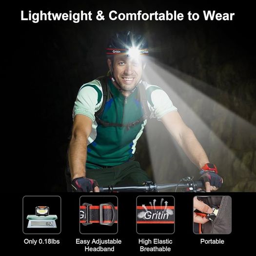 NEW SALE | LED Head Torch, [2 Pack] COB Headlamp Super Bright Headlight, Adjustable with 3 Modes, Lightweight for Running, Camping, Fishing