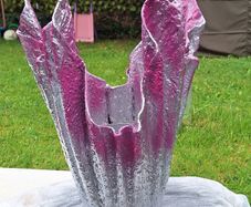 Handmade Cement Planter - Abstract Pink and Silver Concrete Flower Pot - Unique Drape Vase