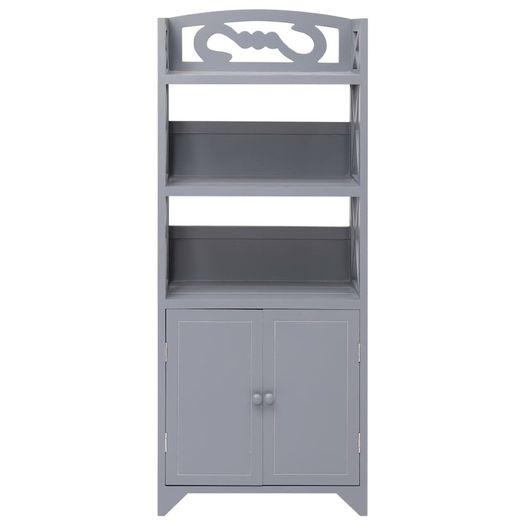 Bathroom Cabinet Grey 46x24x116 cm Paulownia Wood