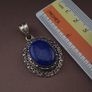 Beautiful Handmade Desgin 925 Silver & Lapis Lazuli Pendant Image 2