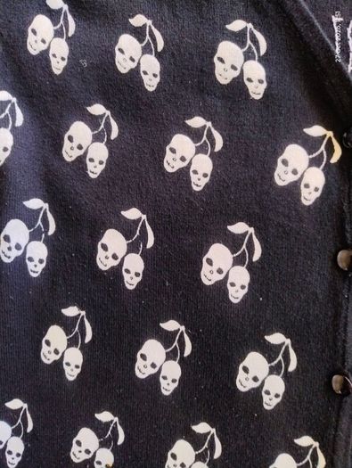 Vintage Y2K Siren Mall Goth Cherry Skull Sequin Cardigan