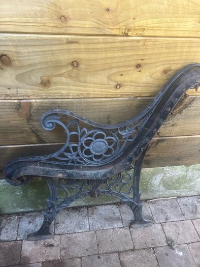 Pair of Ornate Antique Cast-Iron Garden Bench End