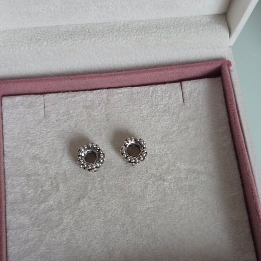 Pandora spacers charms cz sparkly clear set of two perfect condition fully hallmarked