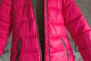 Girls pink winter puffer coat 7-8 United colours of Benetton shower resistant Lapland + free hat