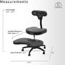 Ergonomic Mobile Cross Legged Desk Chair with Wheels, Home and Office, Flexible Kneeling Chair for Fidgeting, Adjustable Yoga Meditation Criss Cross Seat, Backrest, Black Image 2