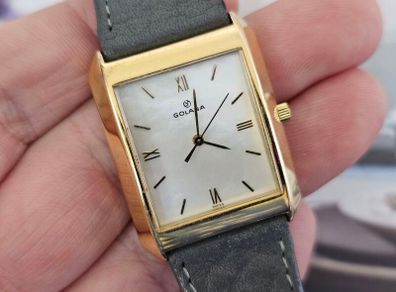 Vintage Swiss Made Golana Gold Plated Mop Dial Lady's Quartz Swiss Watch from 1990s