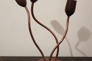 Mid-century teak &amp; copper candle holder