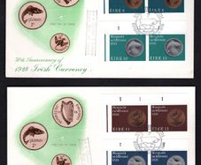 1978 Ireland 50th Anniversary of Ireland's First Coinage in 1928 Commemorative Stamps Plate Block of 2 Illustrated Hibernian First Day Cover (FDC)