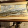 LARGE WITH GLASS FRMED An original acrylic on canvas painting showing a beach in light pastel tones. Signed bottom right Image 2