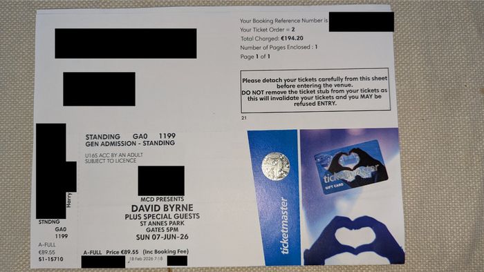 David Byrne Ticket